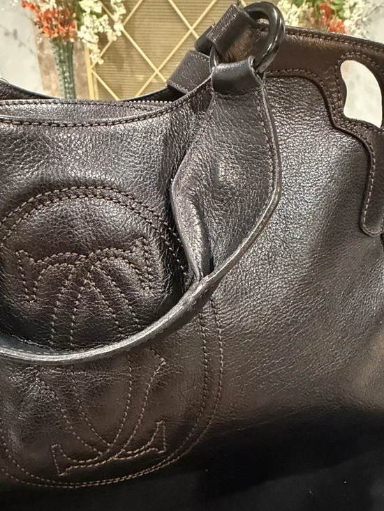 Cartier Marcello Dark Brown Leather Shoulder Bag with shoulder strap - Picture 11 of 15